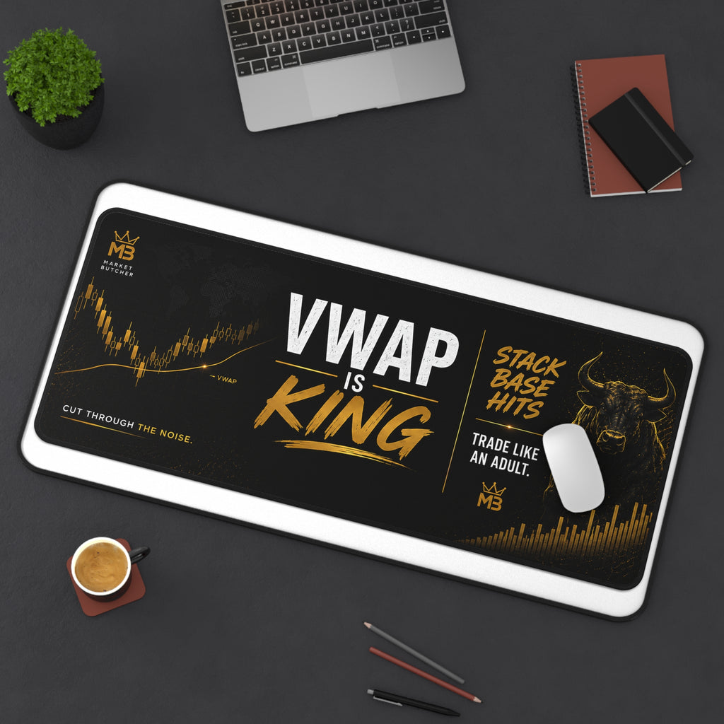 VWAP IS KING™ Premium Trading Desk Mat | Extended Mouse Pad | Market Butcher Collection 001